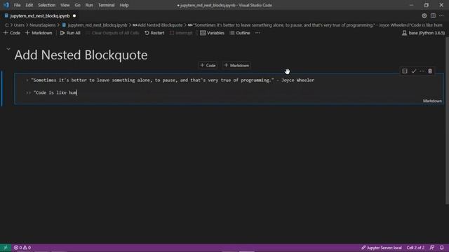 Jupyter Notebook | Markdown | How to Add Nested Blockquote Text смотреть онлайн
