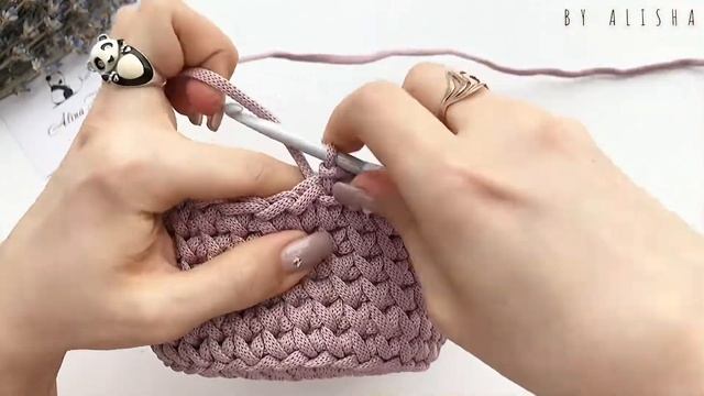 Обвязка корзины из шнура | Способ 3 | Корзинка крючком смотреть онлайн