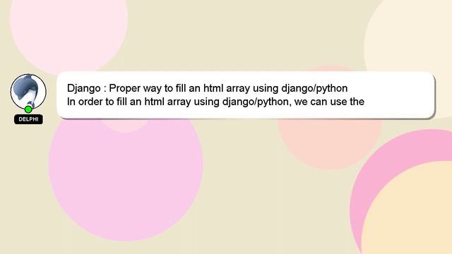 Django : Proper way to fill an html array using django/python смотреть онлайн