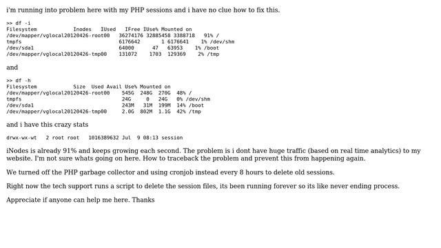 Possible causes of PHP /var/lib/php/session full error смотреть онлайн