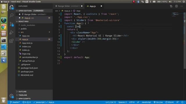 Reactjs material ui tutorial #8 Range Slider смотреть онлайн