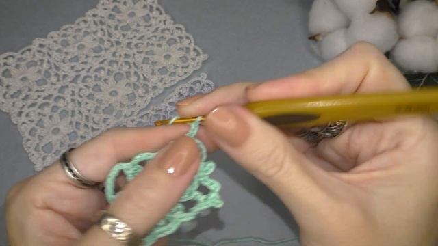 Ажурный квадратный мотив. Цветы сакуры. Мастер-класс. смотреть онлайн