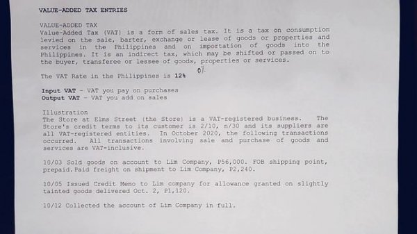 Basic Accounting - Value-Added Tax (VAT) Entries (Part 1)