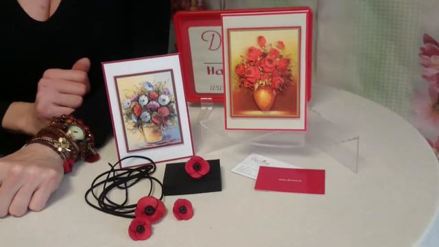 Дамски бижута червени макове и обемна картичка с макове ръчна изработка смотреть онлайн
