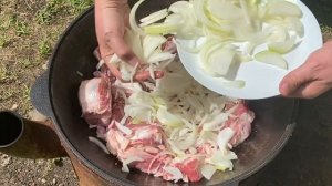 Дымляма в казане с капустой.