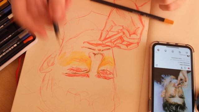 Портрет КАРАНДАШАМИ. Рисую в скетчбуке и ищу вдохновение смотреть онлайн