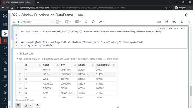 28. Get Running Total Using Window on DataFrame смотреть онлайн
