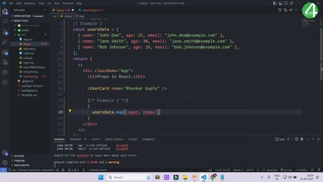 React Tutorial In Hindi #12: React Props With Functional Component | React JS Tutorial In Hindi смотреть онлайн