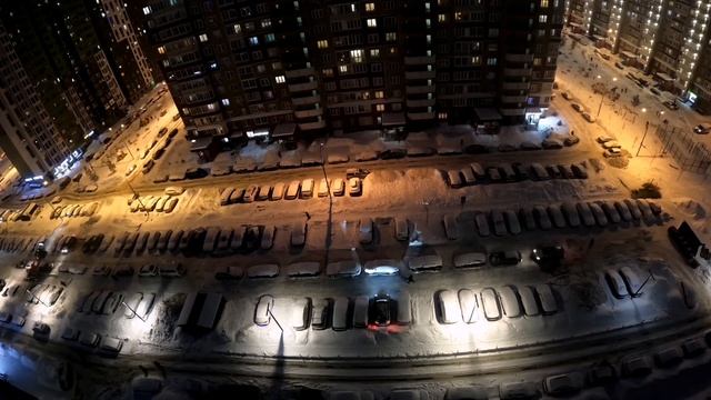 таймлапс. новое шоссе 6.уборка снега с парковки. 21.01.2022