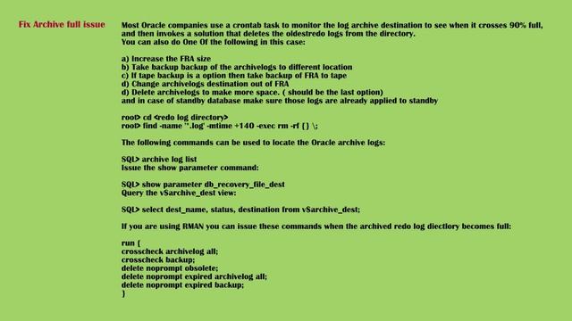 Oracle DBA Dataguard. How to Fix Archive full issue смотреть онлайн