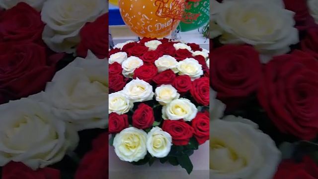 Корзина с белыми и красными розами смотреть онлайн