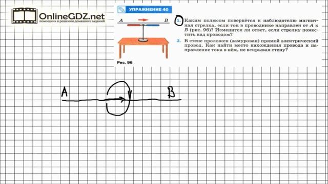 Упражнение №40(1) § 58. Магнитное поле прямого тока... - Физика 8 класс (Перышкин) смотреть онлайн