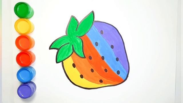 Рисунок и раскраска для детей. Как нарисовать Клубника. Апельсин. Учим цвета. смотреть онлайн