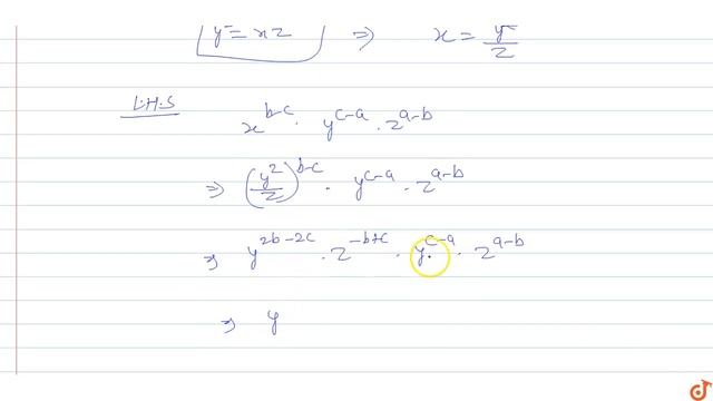 If `a,b,c` are in A.P. and `x,y,z` in G.P., prove that `x^(b-c).y^(c-a).z^(a-b)=1` смотреть онлайн