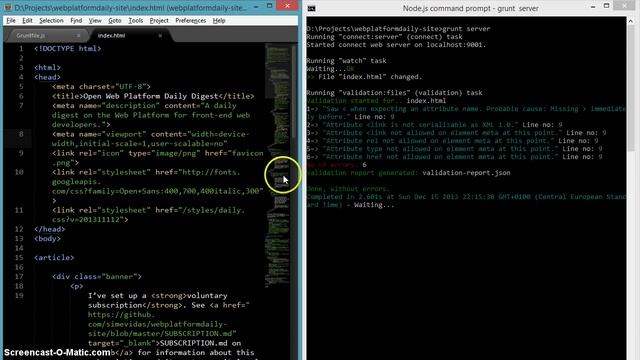 Automatic HTML validation with grunt-html-validation смотреть онлайн