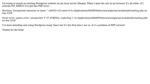 Wordpress: PHP error on local server install смотреть онлайн