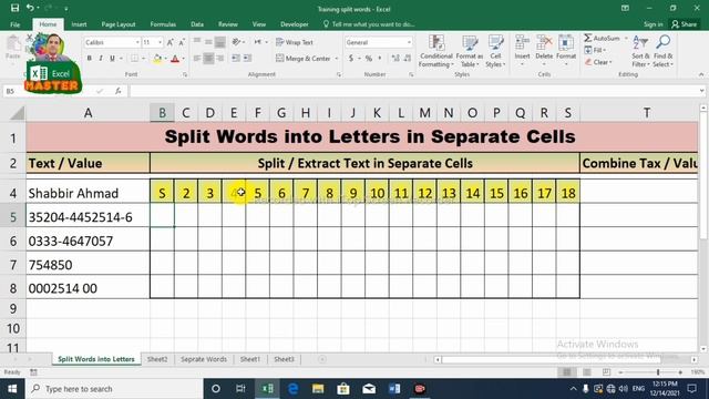 How to Split Words into Letters # convert text into different cells # Text to Columns # смотреть онлайн