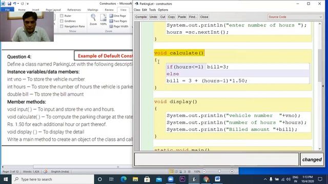 Java Program on Default Constructor class ParkingLot смотреть онлайн