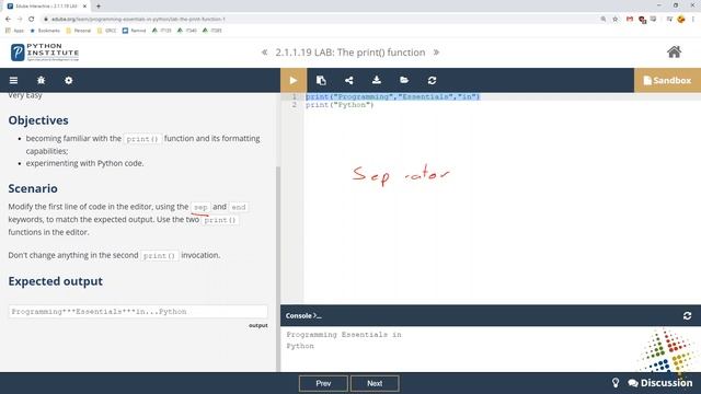 Python Institute lab 2.1.1.19 смотреть онлайн