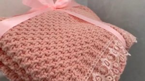 Легкий плед спицами. Плед для новорожденного
