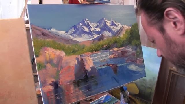 Научиться рисовать горы, уроки живописи для новичков, художник Сахаров смотреть онлайн