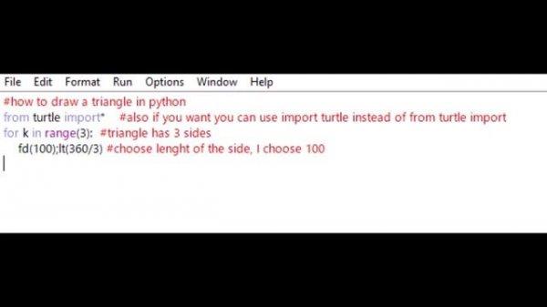 How to draw triangle in IDLE Python