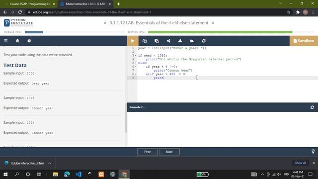 3.1.1.12 LAB : Essentials of the if-elif-else statement смотреть онлайн