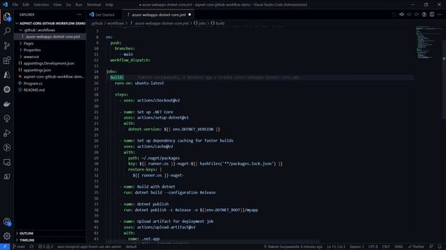 Asp.net core app deployment with GitHub | GitHub workflow | GitHub actions смотреть онлайн