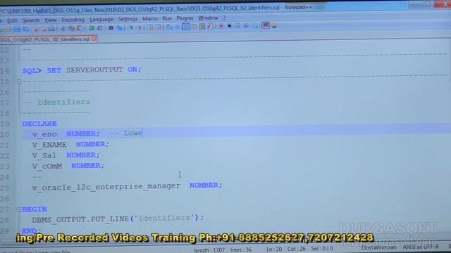 Oracle Tutorial || PL/SQL|| Identifiers by basha смотреть онлайн