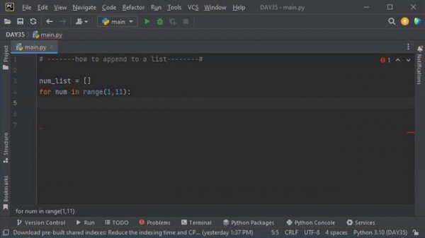 How to append in Python using Pycharm