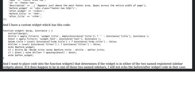 Wordpress: How to determine which registered sidebar area a custom widget is loaded into? смотреть онлайн
