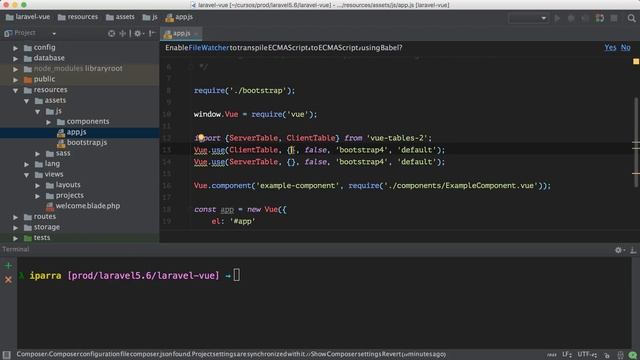 04 Laravel 5 y Vuejs 2: Instalar y configurar vue-tables-2 y el comando Watch смотреть онлайн