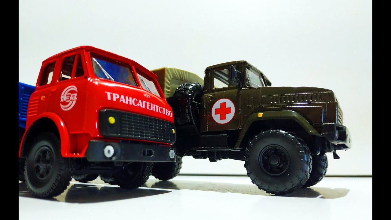 Модели грузовиков МАЗ-5335 и КРАЗ-6322 масштаб 1/43 Autotime распаковка и обзор! Про машинки!