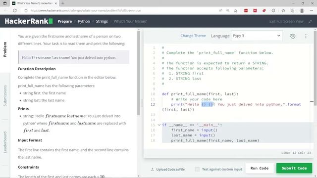 Python HackerRank Solutions: What's Your Name? смотреть онлайн