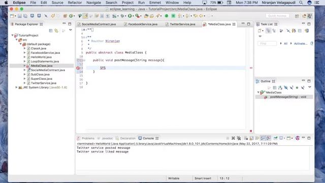 Learning Java - (Video 9) Tutorial Series - Abstract смотреть онлайн