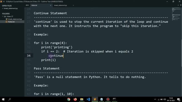 Tutorial 26 | break, continue and pass Statements in Python?? | Complete Python Course смотреть онлайн