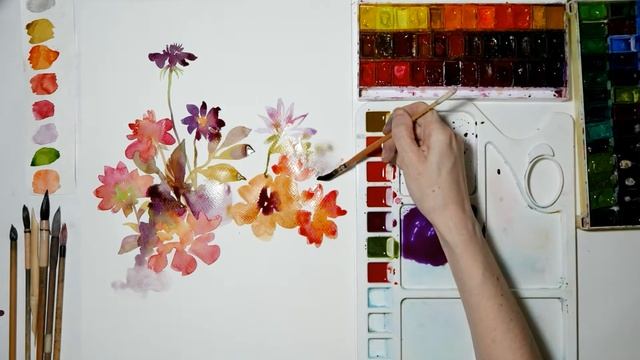 Акварельные скетч. Быстро рисуем букет цветов? смотреть онлайн