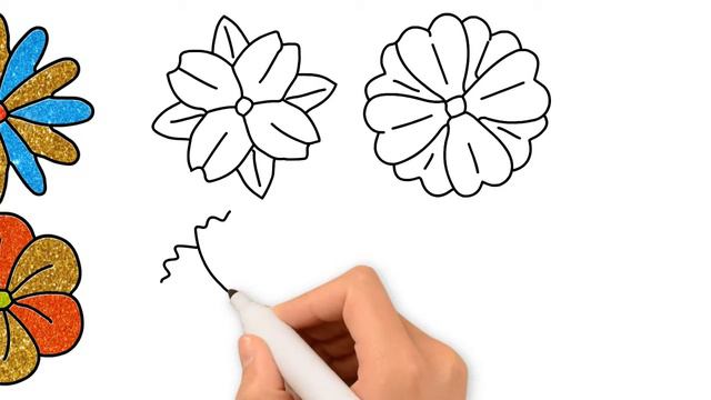 GLITTER FLOWERS ! Drawing And Coloring 8 FLOWERS With Glitter !! Coloring Videos For KIDS смотреть онлайн