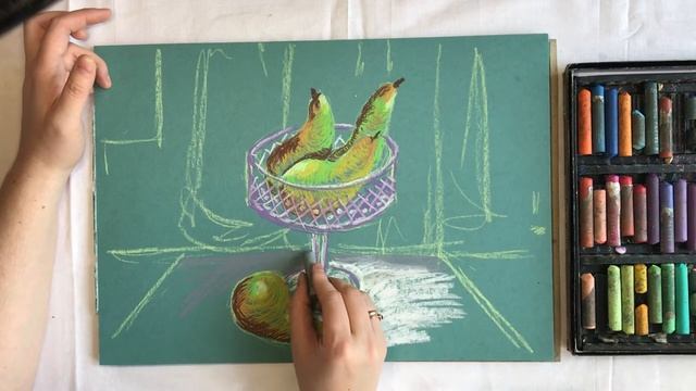 Рисуем натюрморт с грушами масляной пастелью смотреть онлайн
