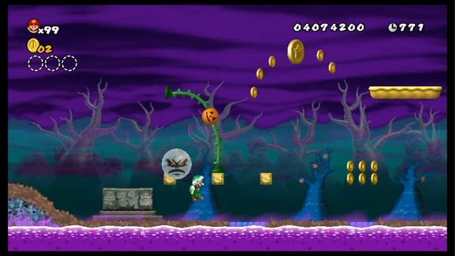 Newer Super Mario Bros. Wii - World 6 - Pumpkin Boneyard смотреть онлайн