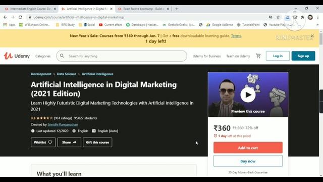 Udemy Free Certificate Courses Create App like Instagram Digital Marketing AI Online Classes смотреть онлайн