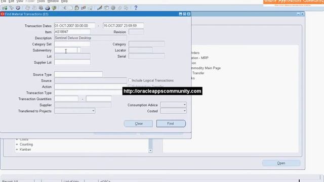 View Material Transactions - Oracle Inventory смотреть онлайн
