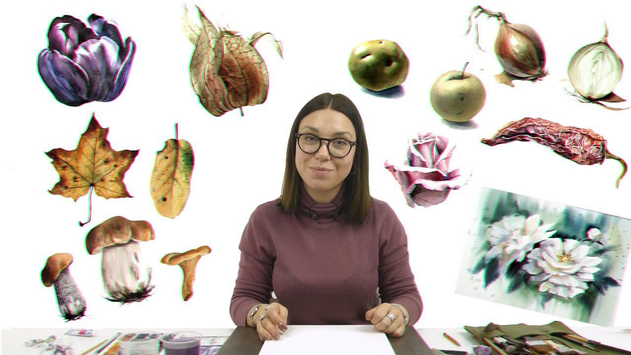 Промо Онлайн-курса «Ботаника акварелью» смотреть онлайн