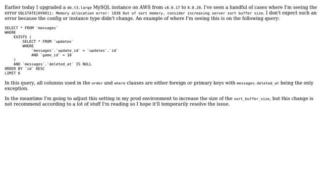 Unexpected HY001: Memory allocation error after MySQL upgrade смотреть онлайн