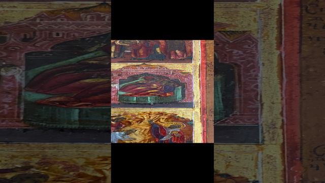 Икона святой Николай Чудотворец с расширенными сценами - клеймами жития, середина 19 века