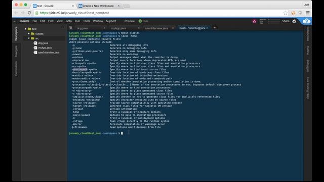Compiling Java Using Cloud9 IDE Terminal смотреть онлайн