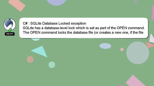 C# : SQLite Database Locked exception смотреть онлайн