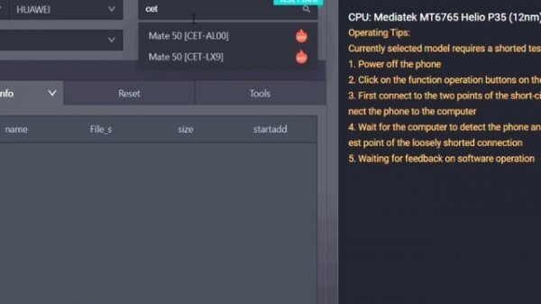 Huawei Mate 50 CET-LX9 удаление Huawei ID блокировки Remove Testpoint