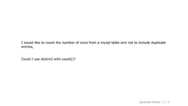 MySQL : Can I use COUNT() and DISTINCT together? смотреть онлайн
