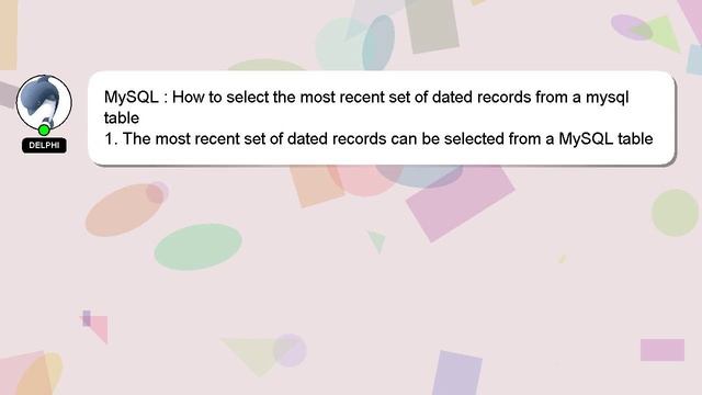 MySQL : How to select the most recent set of dated records from a mysql table смотреть онлайн